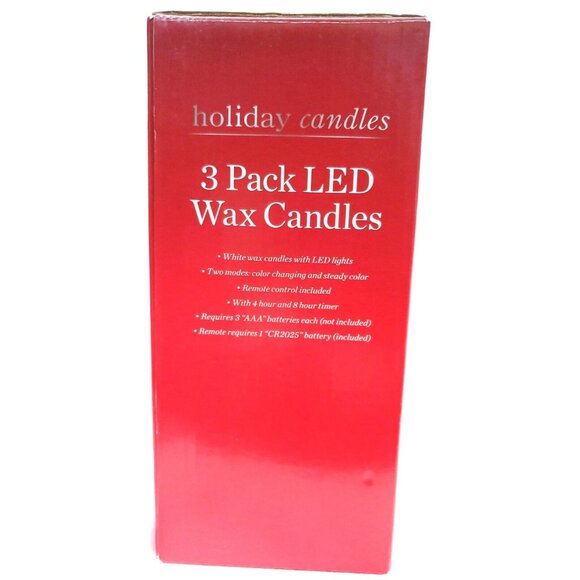 Rite Aid 3 LED Wax FLAMELESS PILLAR CANDLES w/ remote timer white color changing - Picture 3 of 4